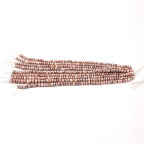 Mystic Coated Moonstone Peach Rondell Faceted Natural Beads 15 inches Strands