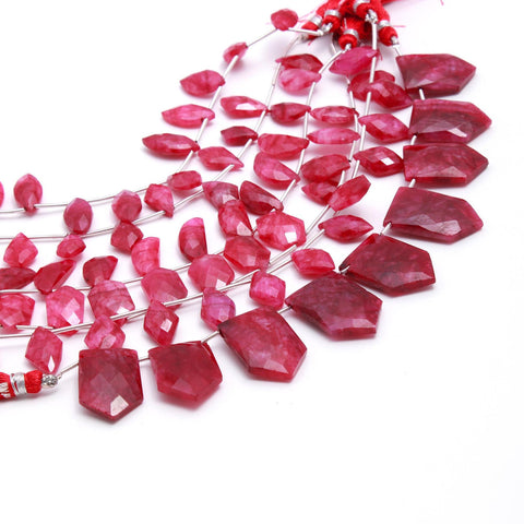 Ruby Quartz Red Pentagon Faceted Natural Beads