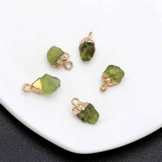 Peridot Green Raw Gold Plating Bezel Cap 12 MM Pendant Charms