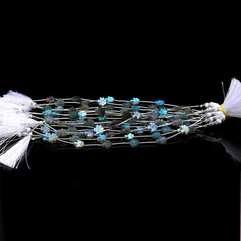 Labradorite Grey Tree Carving Natural Beads 8 Inches Strands