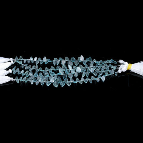 Aquamarine Blue Leaf Carving Natural Beads 8 Inches Strands
