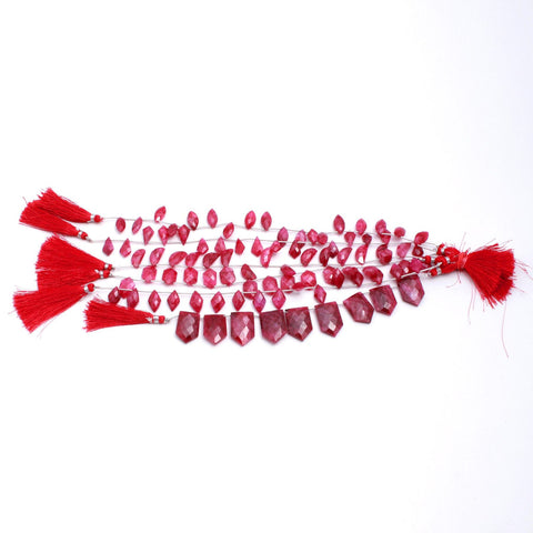 Ruby Quartz Red Half Moon Faceted Natural Beads