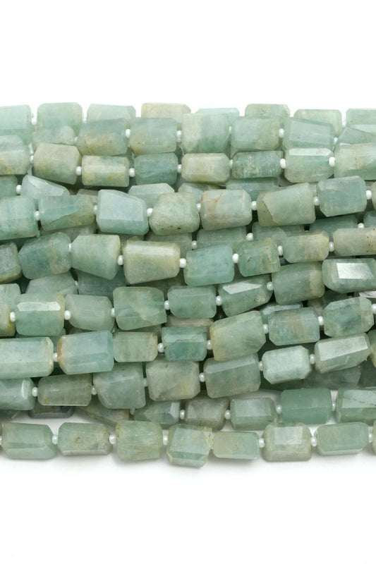 Aquamarine Blue Nugget Faceted Natural Beads