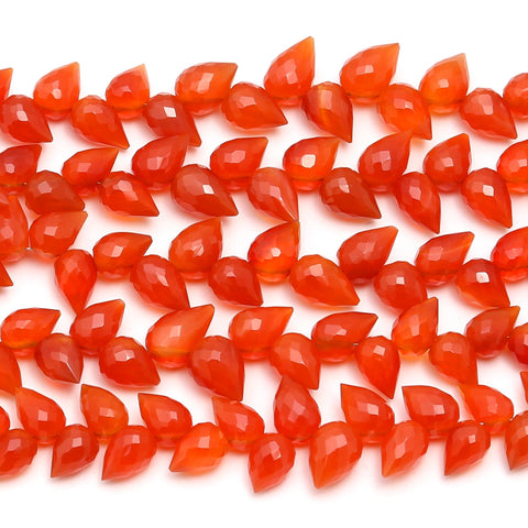 Carnelian Orange Drop Faceted Natural Beads 4 inches Strands