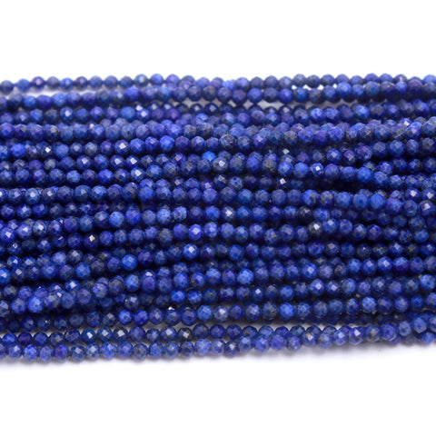 Lapis Lazuli Blue Round Faceted Natural Beads 12.5 Inches Strands