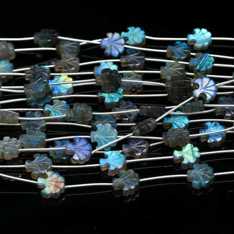 Labradorite Grey Tree Carving Natural Beads 8 Inches Strands