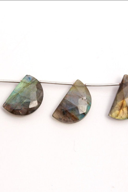 Labradorite Grey D Shape Faceted Natural Beads