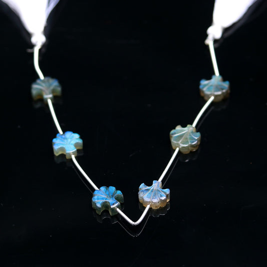 Labradorite Grey Tree Carving Natural Beads 8 Inches Strands