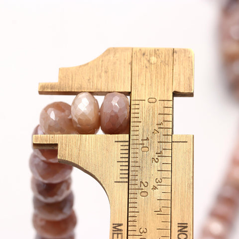 Mystic Coated Moonstone Peach Rondell Faceted Natural Beads 15 inches Strands