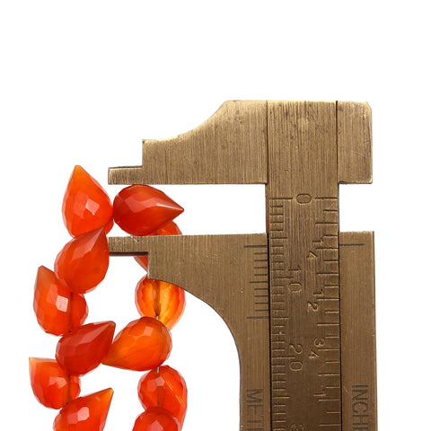 Carnelian Orange Drop Faceted Natural Beads 4 inches Strands