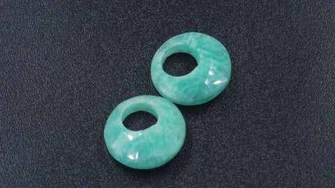 Amazonite Green Coin Faceted Natural 19 MM Stone Pair of 2