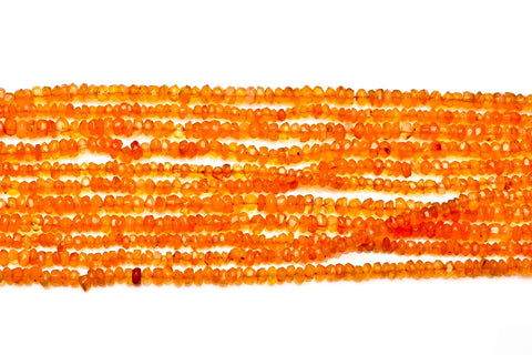 Carnelian Orange Rondelle Faceted Natural Mini Beads