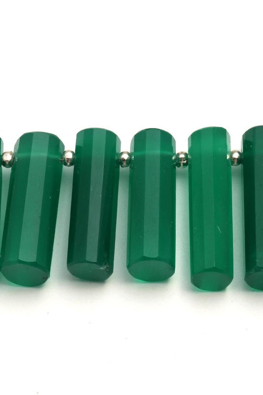 Green Onyx Tube Faceted Natural Beads