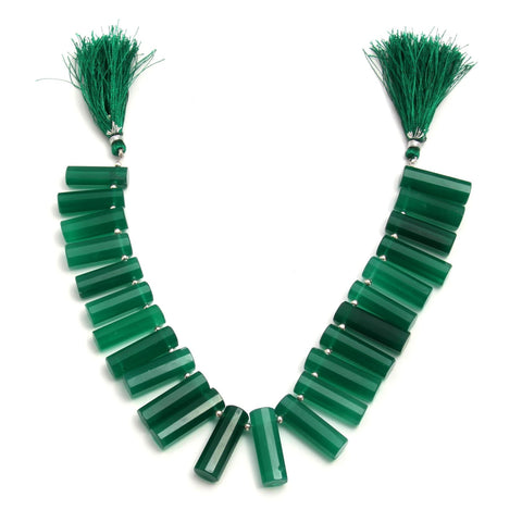 Green Onyx Tube Faceted Natural Beads