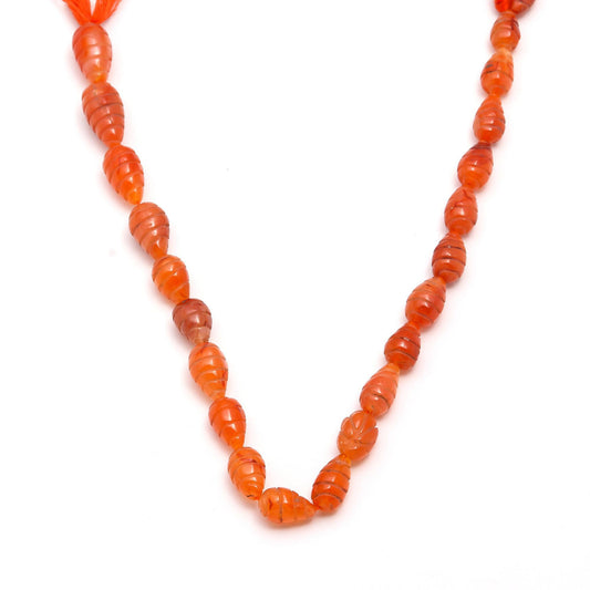Carnelian Orange Drop Carving Natural Beads 16 inches Strands