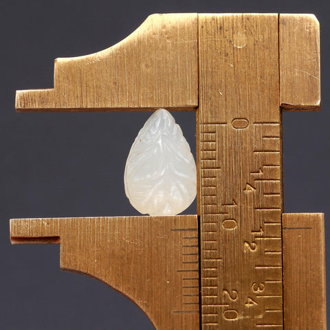 Moonstone White Leaf Carving Natural Beads 11 mm Stone