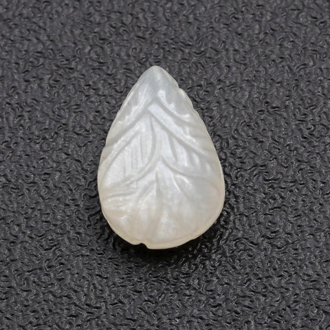 Moonstone White Leaf Carving Natural Beads 11 mm Stone
