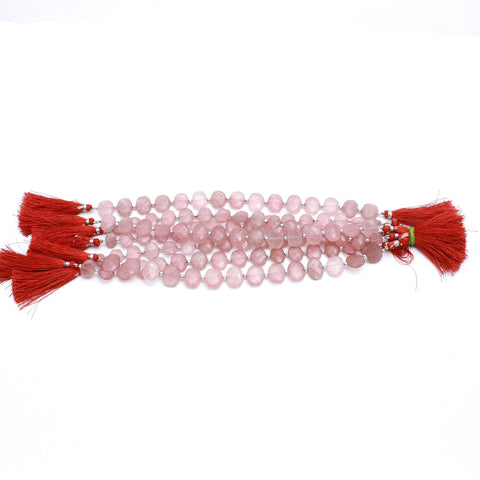 Strawberry Quartz Pink Oval Faceted Natural Beads 8 Inches Strands