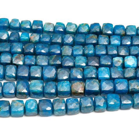 Chrysocolla Blue Cube Faceted Natural Beads 8 Inches Strands