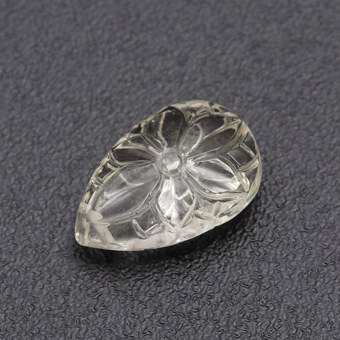 Crystal Quartz White Flower Carving Natural 17 MM Stone