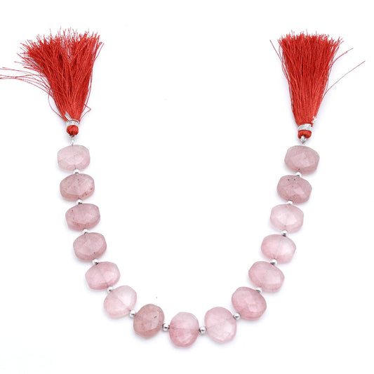 Strawberry Quartz Pink Oval Faceted Natural Beads 8 Inches Strands