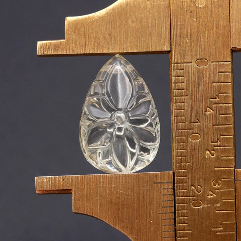 Crystal Quartz White Flower Carving Natural 17 MM Stone