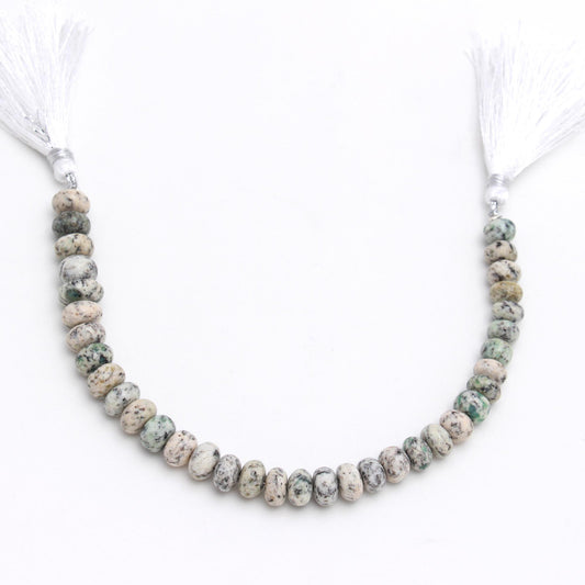 Dendrite Opal Grey Rondell Smooth Natural Beads 8 Inches Strands