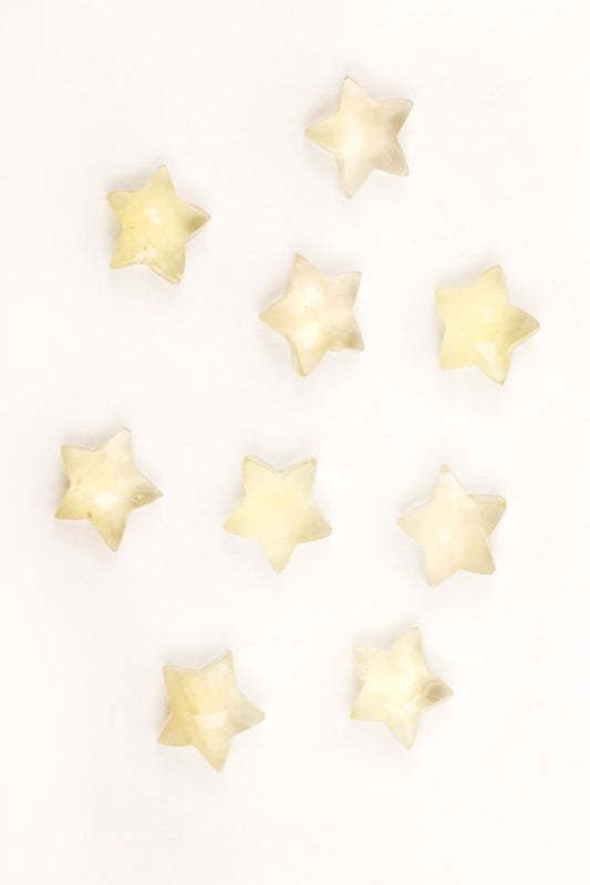 Lemon Quartz Yellow Star Faceted Natural Beads