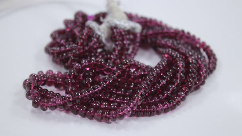 Garnet Red Rondell Smooth Natural Beads 12.5 Inches Strands