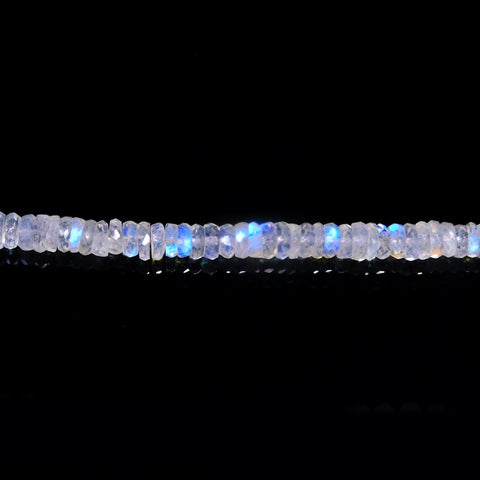 Rainbow Moonstone White Tire Faceted Natural Beads 8 Inches Strands