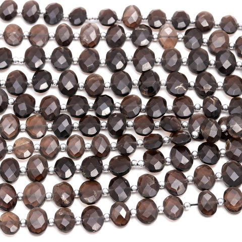 Smoky Quartz Brown Oval Faceted Natural Beads 8 Inches Strands