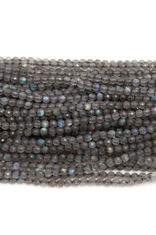 Labradorite Grey Round Faceted Natural Beads