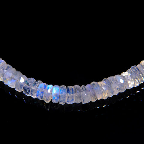 Rainbow Moonstone White Tire Faceted Natural Beads 8 Inches Strands