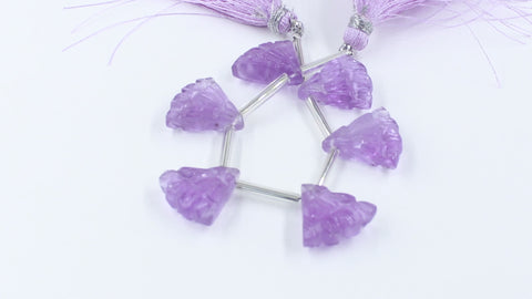 Pink Amethyst Purple Umbrella Carving Natural Beads 8 Inches Strands