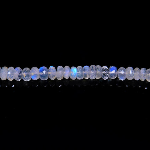 Rainbow Moonstone White Rondell Faceted Natural Beads 8 inches Strands