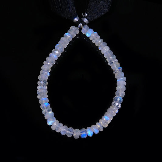 Rainbow Moonstone White Rondell Faceted Natural Beads 8 inches Strands