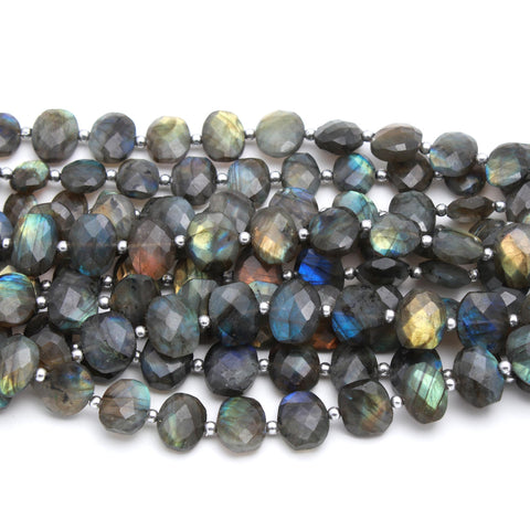 Labradorite Grey Oval Faceted Natural Beads 8 Inches Strands