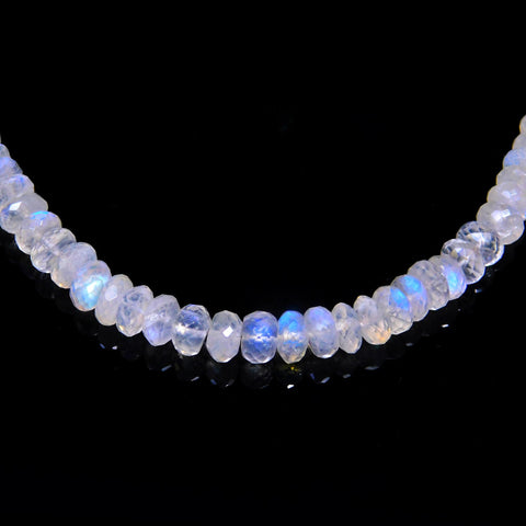 Rainbow Moonstone White Rondell Faceted Natural Beads 8 inches Strands