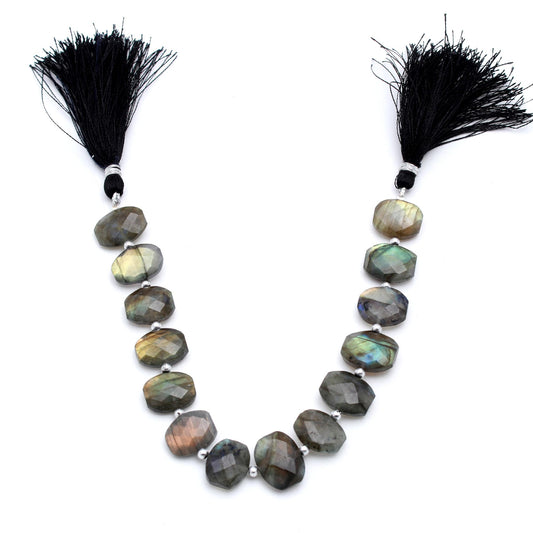 Labradorite Grey Oval Faceted Natural Beads 8 Inches Strands