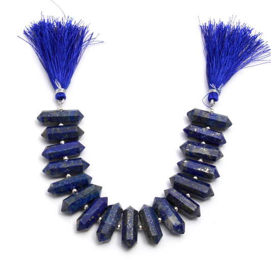 Lapis Lazuli Blue 22 x10 mm Double Pencil Center Drilled Faceted Natural Beads