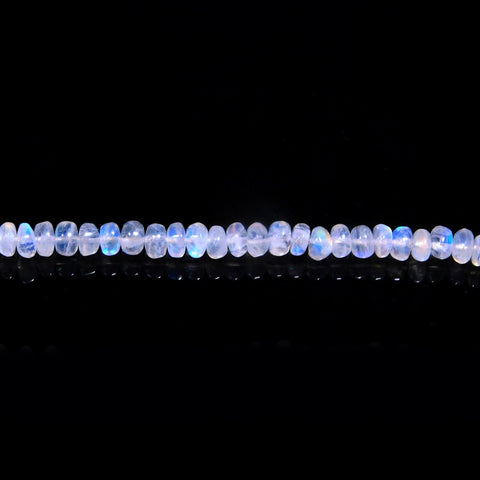 Rainbow Moonstone White Rondell Faceted Natural Beads 8 Inches strands