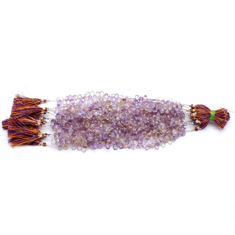Ametrine Purple Drop Faceted Natural Beads 8 Inches Strands