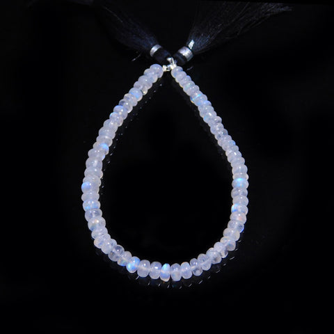 Rainbow Moonstone White Rondell Faceted Natural Beads 8 Inches strands