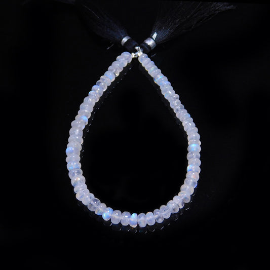 Rainbow Moonstone White Rondell Faceted Natural Beads 8 Inches strands