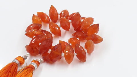 Carnelian Orange Dew Drop Faceted Natural Beads