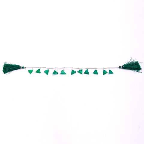 Green Onyx Triangle Faceted Natural Beads