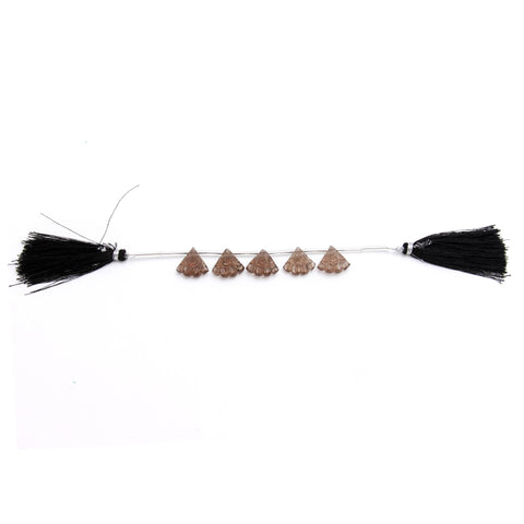 Smoky Quartz Brown Umbrella Carving Natural Beads 8 Inches Strands
