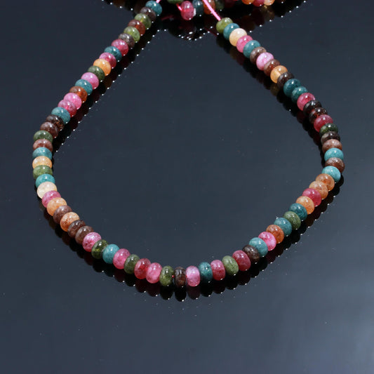 Watermelon Tourmaline Multi Color Rondell Smooth Natural Beads 16 Inches Strands