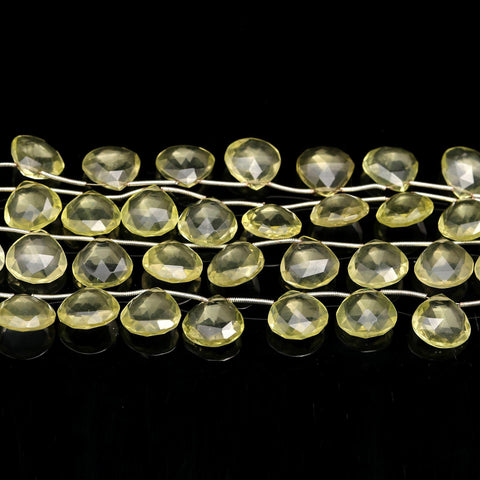 Lemon Quartz Yellow Heart Faceted Natural Beads 8 Inches Strands