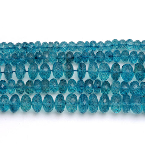 London Blue Topaz Rondell Faceted Natural Beads 8 Inches Strands